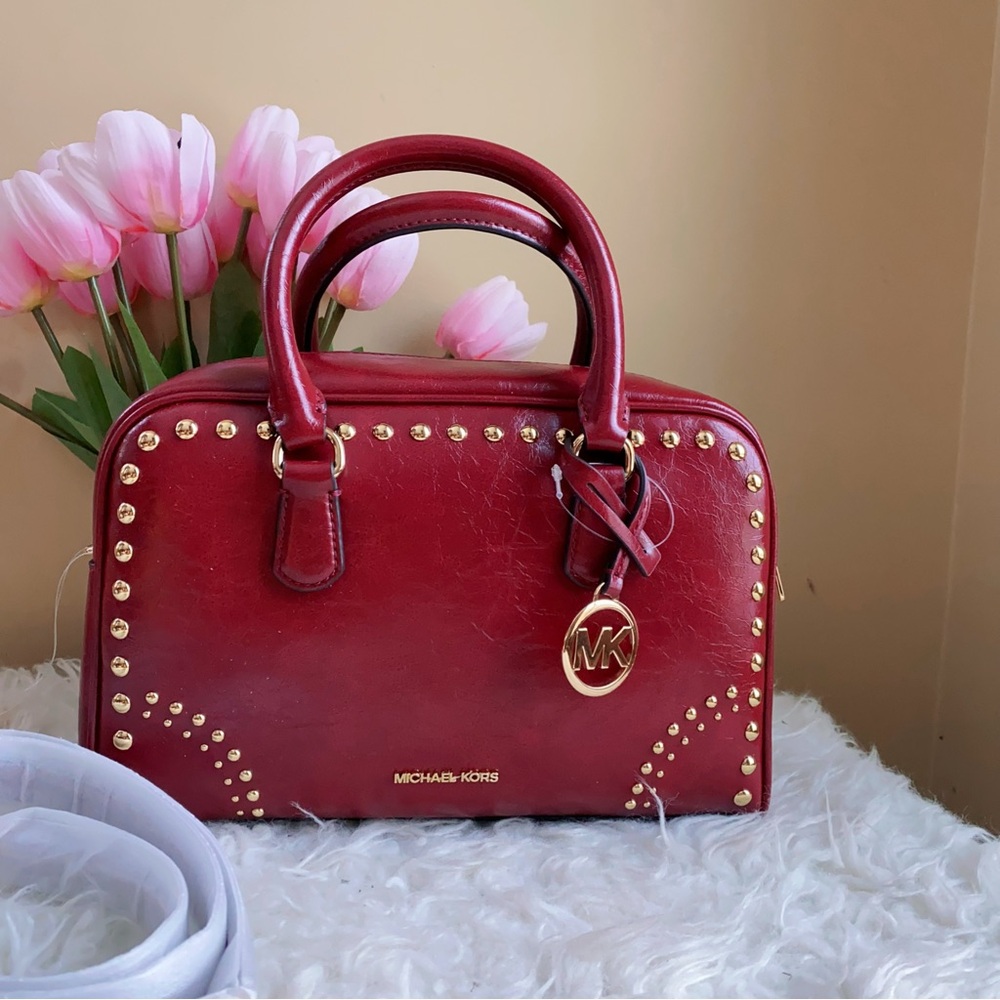 MICHAEL KORS Thompson Medium Distressed Studded Satchel